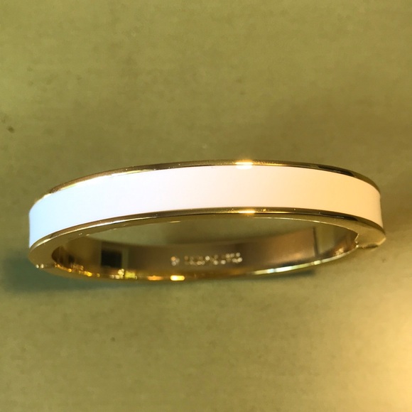 NWOT Talbots TWO Enamel Bangle Bracelets, One Red, One White, w/Gold Finish - Picture 3 of 7